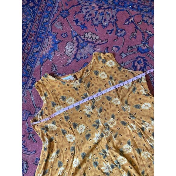 Vintage Y2K 90s Sarah Richards Plus Floral Circle Skirt Sz 12 Yellow Sleeveless - Picture 7 of 10